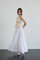 PEARL HALTERNECK TOP / IVORY