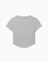 DELAY OFF レースクロップTシャツ (メランジグレー)