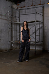 Dirty Washed Layered Halter Neck - Black