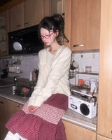 (2color) Rose Appliqué Lace Wool Cardigan