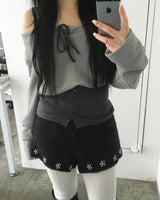 Off shoulder button T