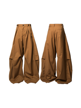 RELABEL Three-dimensional Composition (Lines and Corners) Horizontal And Vertical Combination Of Pleated And Draped Loose-fitting Scimitar Silhouette Suit Trousers