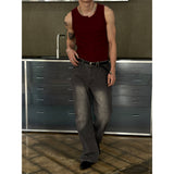 [MUSCLE FIT] Unbalance slit sleeveless(4color)