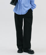 DOUBLE TUCK WIDE SLACKS_BLACK