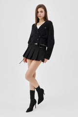 Classic sugarplum hairy cardigan, Black