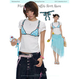 BETWEENAND “Pixel Bead” Summer White Cute and Playful Graffiti-Style Short-Sleeve T-Shirt, New Design