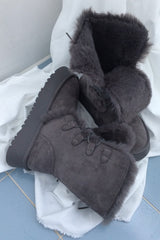 Suede Rabbit Fur Boots