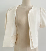 Demin Round Puff Short Sleeve Jacket