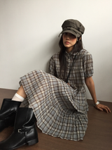 Cold check collar dress (2color) 