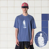 ピグメントストライプTシャツ / BLUE