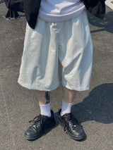 レザーピンタックバミューダハーフパンツ2C