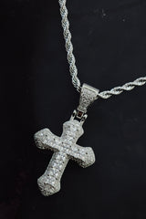 [white] cubic cross necklace | 지르콘 큐빅 십자가 목걸이