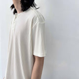 ストラクチャード ショルダーボタン テクスチャード Tシャツ