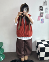 フリースピッカブル ❤ハーディーサークルラインバルーンロングスウェットパンツ🤎🩶🖤3COLOR