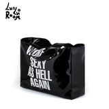 LuoLuoroom  "Woke up sexy as hell again" printed leather extra large tote bag