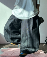 HIGH QUALITY✨スリットストライプノンフェイドバルーンデニムロングパンツ - 2 COLORS