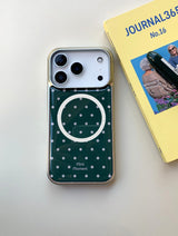 [MADE]ディープグリーンドット エポキシ シルバー MagSafe iPhoneケース