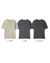WAFFLE BUTTON OVERSIZED TEE (3C)