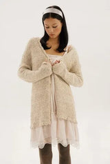 Boucle long cardigan - glitter beige