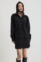 Sheer String Blouse, Black