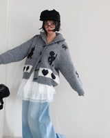 Nyangdeng's nose-dishon tteokbokki knit cardigan