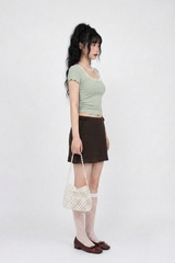 RUFFLE-TRIM RIBBED BABY TEE (4COLORS!)