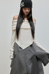Cowl-neck Open Shoulder Tee_Ivory