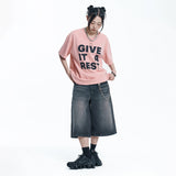 Star 8-part denim bermuda pants - BLACK