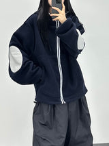 reverse elbow fleece zip-up