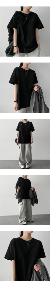 Rose Basic Plain Short-Sleeved T-shirt