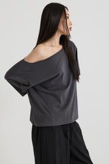 ワンショルダーTシャツ, Charcoal