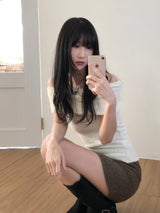 Ground checkered wool skirt (2 colors)