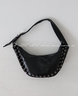 Punching Half Moon Round Shoulder Bag