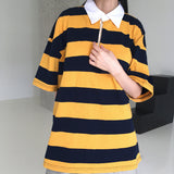 ワズバブルガムストライプカラー半袖Tシャツ