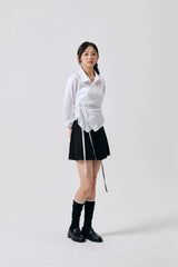SWAN PLEATS SKIRT PANTS / BLACK