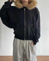 Fuzz Crop Napping Zip-up Hoodie
