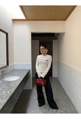 ボウラインラウンド長袖ニットTシャツ