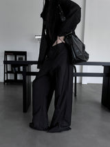 [unisex] ピンタックワイドレザースラックス