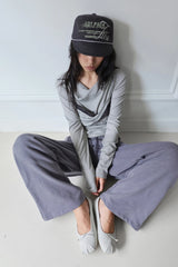 26SS★ TWISTED LACE LAYERED DRAPE T-SHIRT