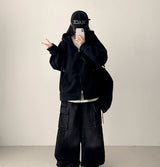 ロンフ刺繍フリース2wayフードジップアップ