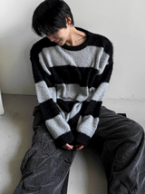 Black & Gray Angora Mohair Knitwear
