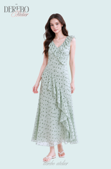 Mint Soufflé Frill Long Dress