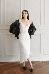Lisha wrap long skirt (white)