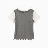 Frilly Button Layered Tee 232427751