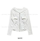 Caro Derring Strap Shirring Hooded Zip-Up