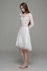 Cotton touch ribbon bolero, Pink