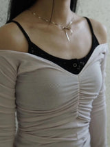 ˚₊ シャーリング レイヤード オフショルダー Tシャツ˚₊·