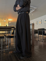 Mona two-tuck wide D-ring slacks