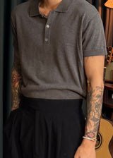Iz Linen Collar Short-Sleeve Knit 6COLOR