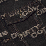 Frayed Logo Denim Jacket - Black